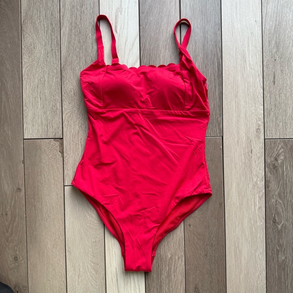 Sea Level Red Scalloped Swimsuit